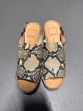 Dolce Vita Tan & Black Snake-Print Espadrille Mules